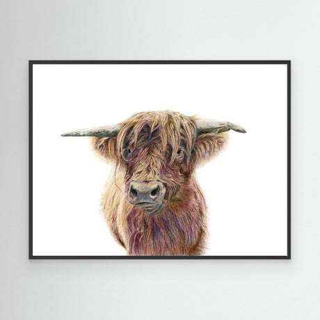 'Wild & Woolly' - Highland cow canvas showing rich woolly coat detail in warm russet tones, rustic wall art farm animal print by Crafty Cow Design