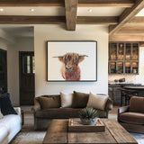 'Wild & Woolly' - Highland cow print in warm russet and golden brown tones, country home decor farm animal print for rustic cottage inspired homes by Crafty Cow Design.
