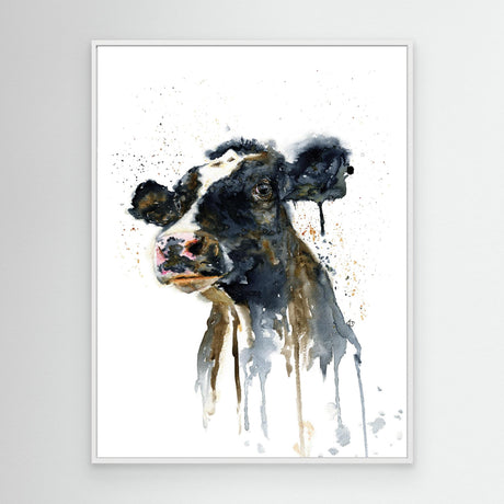 'Paint It Black' Canvas Cow Print, Country Home Decor Rustic Wall Art, Cow Painting Art Print Countryside Kitchen Decor