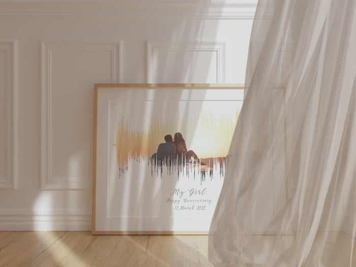 Custom sound wave art print for wedding vows, Personalised sound wave print for anniversary gift