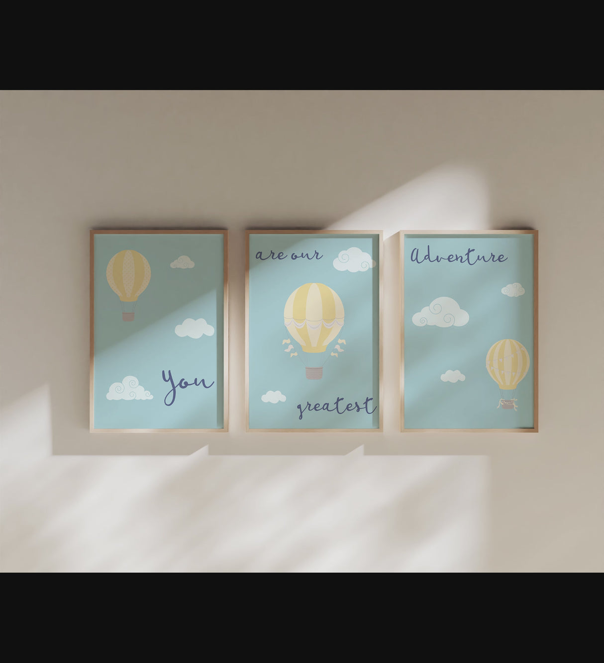 Whimsical Nursery Art: Mint Green, Pink, or Yellow Hot Air Balloon Prints – Cherish the Adventure of Parenthood