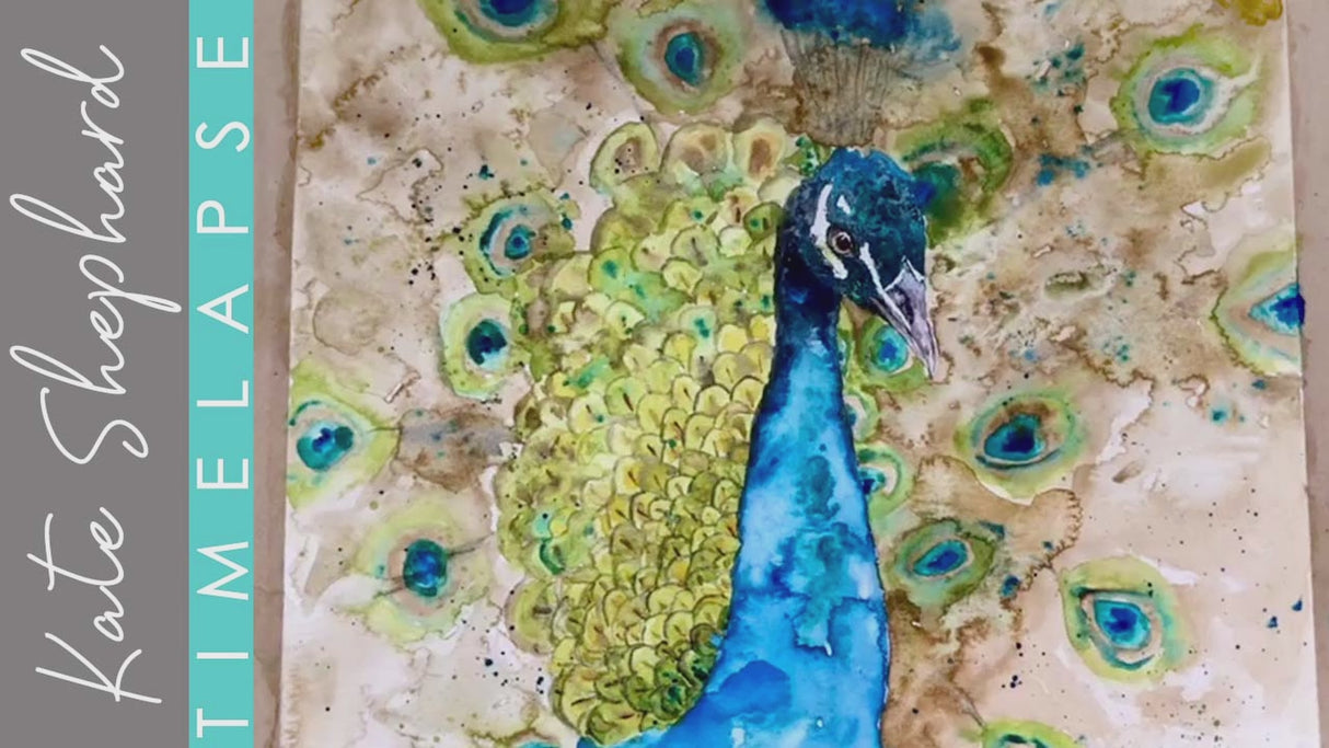 Peacock Wall Art Print Vibrant Watercolour, Peacock Portrait Drawing