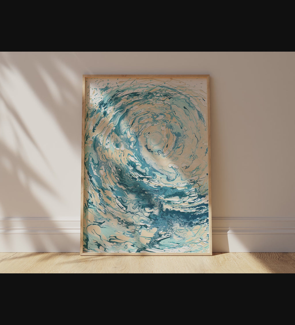 Abstract Art Prints - Ocean Wave Wall Art, Beach Wall Art, Crashing Wave Art, Sea Poster, Tranquil sea poster with crashing wave art