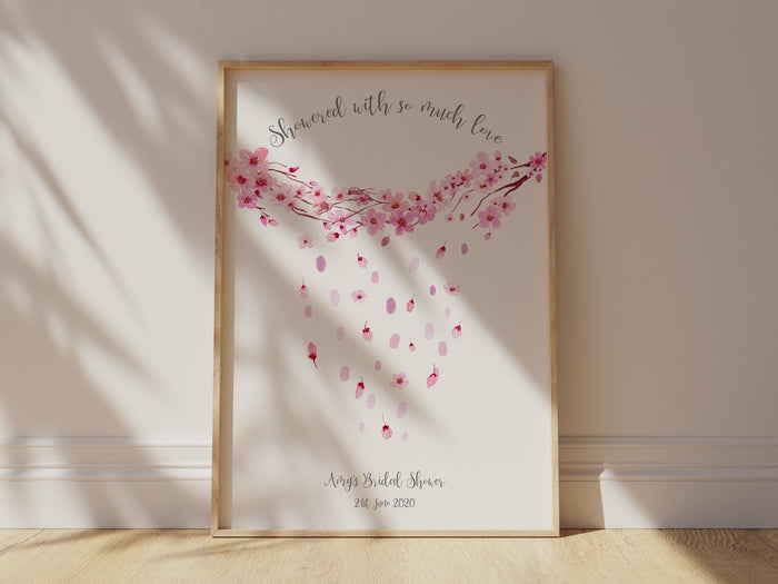 Cherry Blossom Fingerprint Tree for Bridal Shower, Blossoming Memories Bridal Shower Guest Book, Cherry Blossom Signature Tree for Bridal Shower