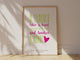 Teacher quote print in pink and green with "A Teacher takes a hand" quote, perfect as a personalised teacher gift.