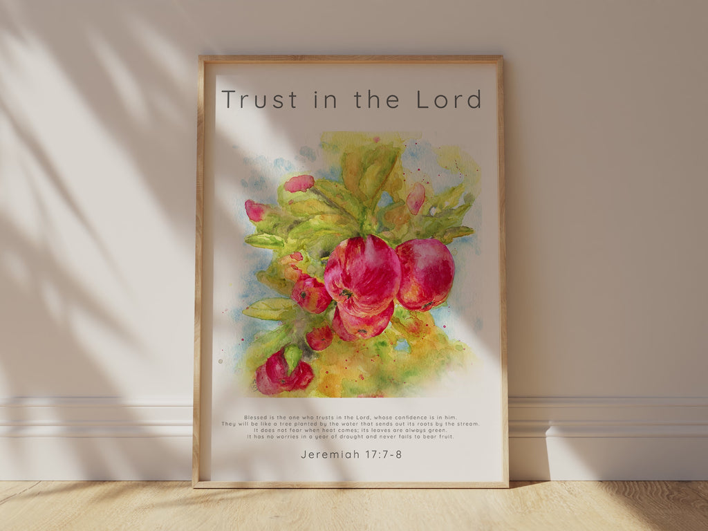 Jeremiah 17:7-8 scripture illustration, Inspirational Christian wall hanging, Artistic portrayal of trust in God