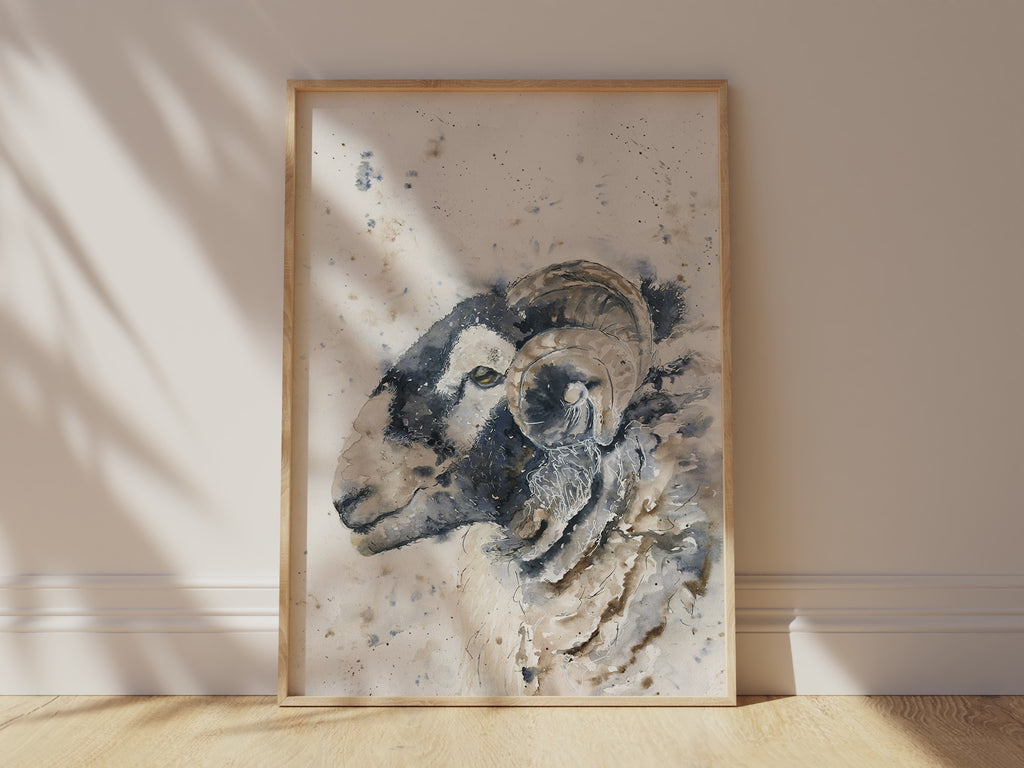 Elegant loose watercolor sheep art as a focal point in rustic living rooms, Thoughtful sheep gifts for lovers of farmhouse decor
