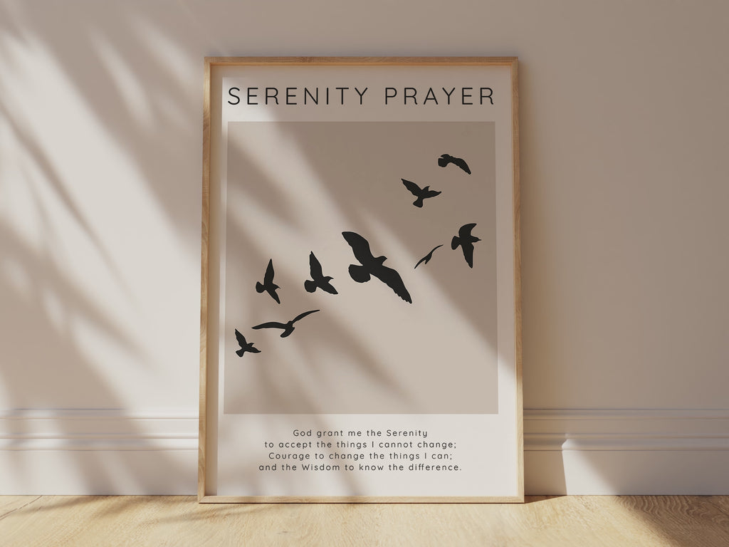 Grant Me The Serenity Prayer Wall Art Print, Recovery Gifts For Him, sobriety gift, sober gift, prayer wall decor, mental health gifts