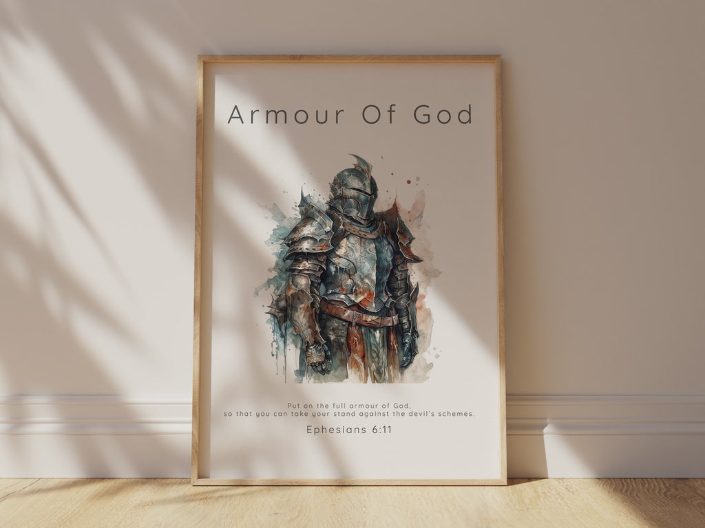 Warrior's shield of faith artwork, Inspirational Christian home accents, Encouraging Christian warrior gift