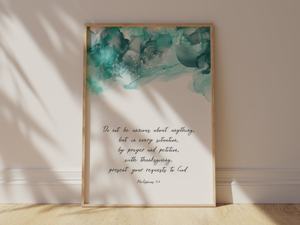 Philippians 4 6 Wall Art Decor, Do Not Be Anxious About Anything Art, Abstract serenity with Bible verse home print