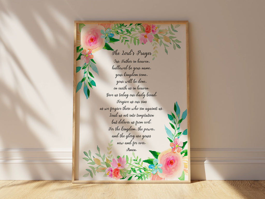 Inspirational Lord's Prayer Floral Decor, Adding Graceful Charm to Your Space.