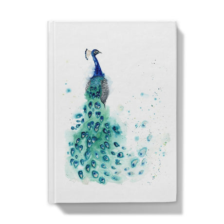 Premium peacock artwork hardback notebook, Artistic watercolour peacock writing journal, Peacock-inspired blank journal