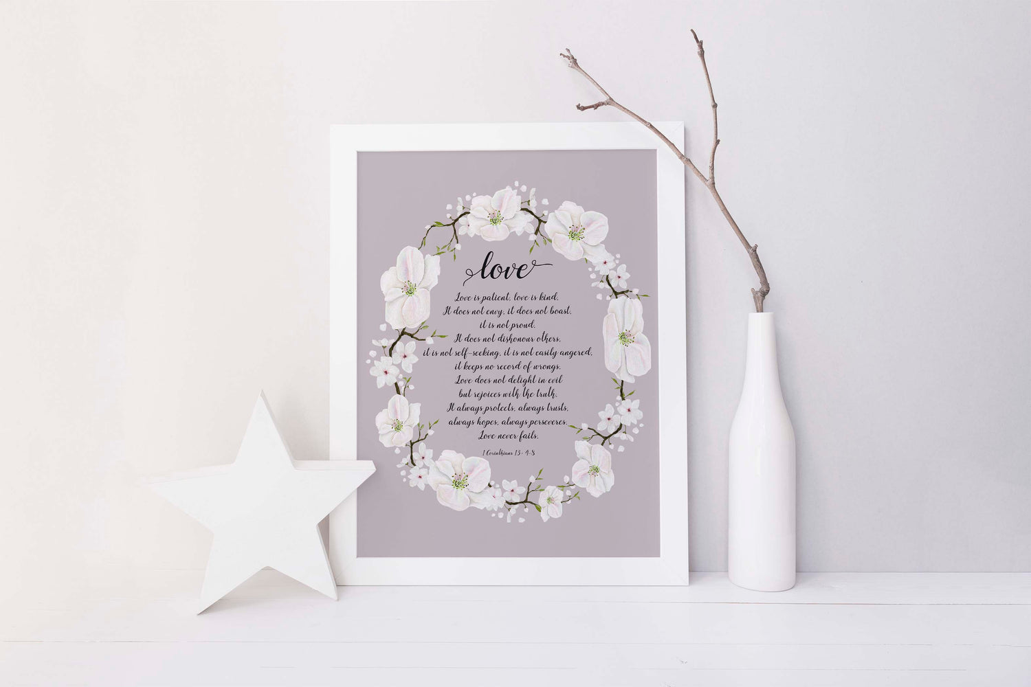 Personalised 1 corinthians 13 poster, christian wedding gifts, gift for christian couple, gift for christian marriage