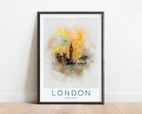 big ben travel poster, big ben poster, big ben picture, houses of parliament print, london clock print, big ben wall art