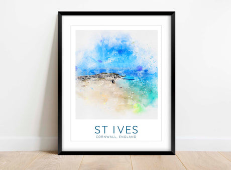 St Ives Prints, St Ives Travel Poster, Cornwall Prints, Cornish Art, Cornwall seaside art, St Ives surf gift, Cornwall surf wall art