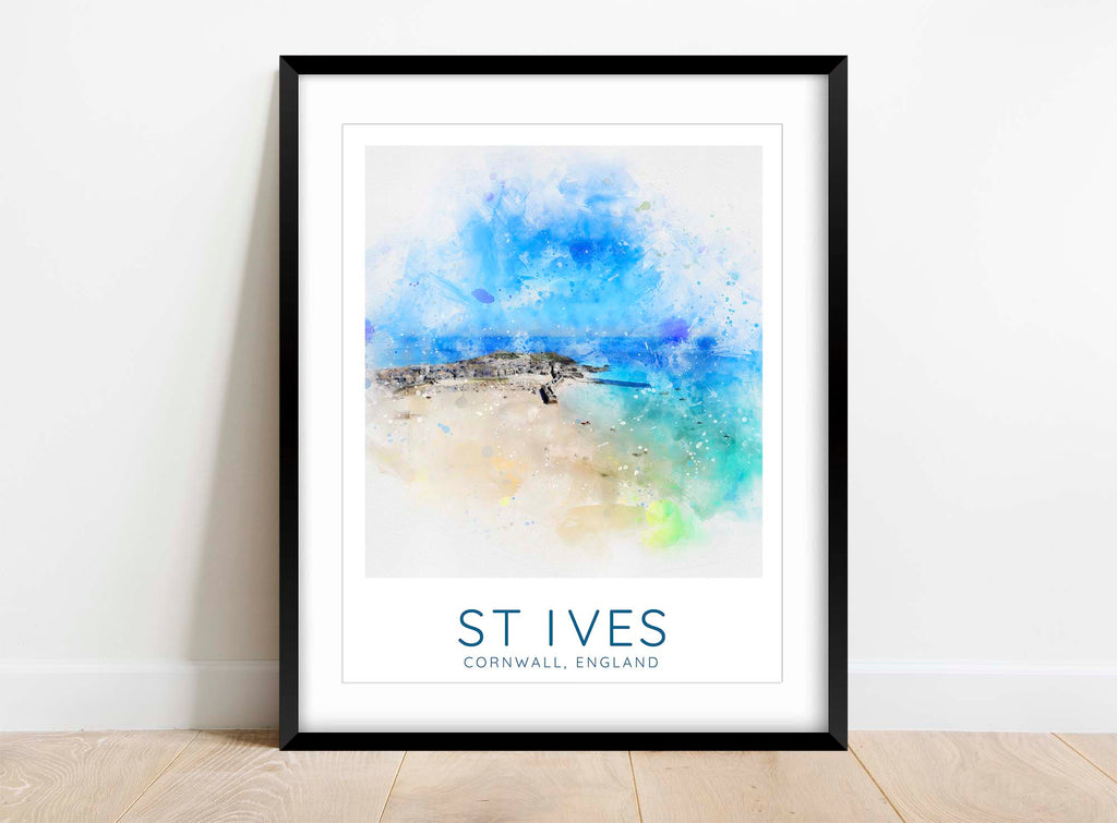 St Ives Prints, St Ives Travel Poster, Cornwall Prints, Cornish Art, Cornwall seaside art, St Ives surf gift, Cornwall surf wall art
