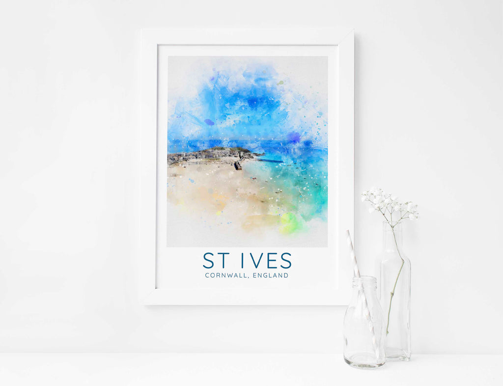 St Ives surf art print, Cornwall coastal decor, Porthminster Beach ocean print, St Ives beach living room wall art, Turquoise sea print