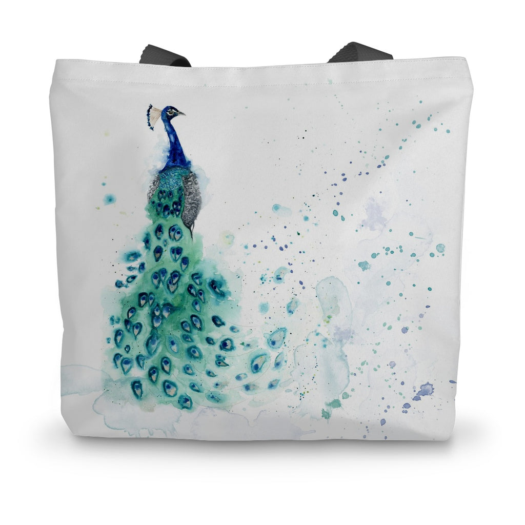 Peacock Tote Bag Women, Pretty Tote Bags, Cute Shopping Bag Totes, Eco-friendly canvas totebag with watercolor peacock design