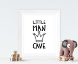 Little Man Cave Nursery, Boy Nursery Decor,  Nursery Decor, Boys Room Decor, Monochrome Print, Black and White Nursery Prints