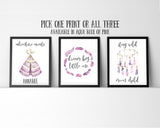 Dream Big Little One, Adventure Awaits, Stay Wild Moon Child, Personalised Nursery Prints, Nursery Print Set