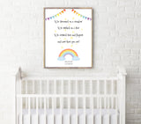 Rainbow Nursery Decor Wall Art, Baby Rainbow Print, Gender Neutral Nursery Decor, Unique rainbow quote for personalized nursery print