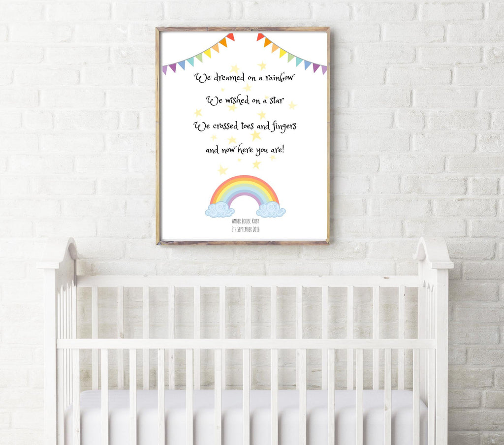 Rainbow Nursery Decor Wall Art, Baby Rainbow Print, Gender Neutral Nursery Decor, Unique rainbow quote for personalized nursery print