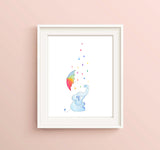 elephant nursery art, elephant nursery decor, elephant nursery prints, rainbow nursery decor, rainbow nursery prints