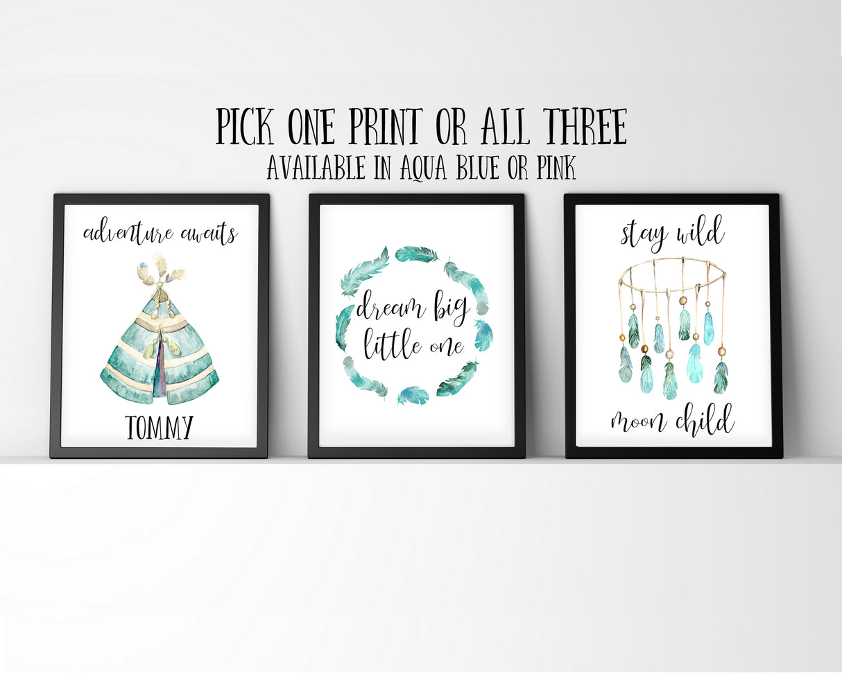 Adventure Nursery Decor, Nursery Art Print Sets, Nursery Quote Prints, Dream Big Little One, Adventure Awaits,