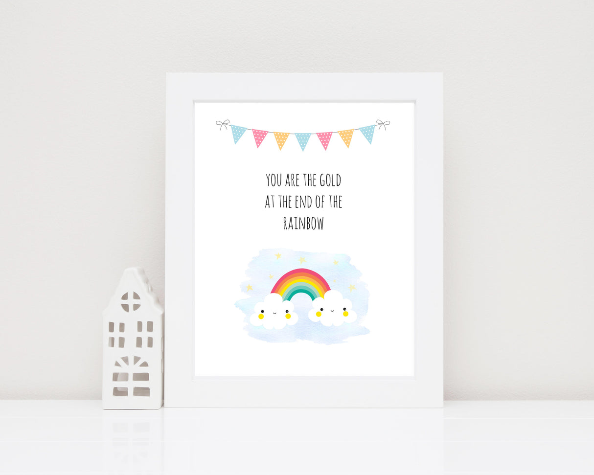 Birth Details Print, Personalised Nursery Gifts, Gift for Rainbow Baby, Personalized rainbow-themed nursery wall art