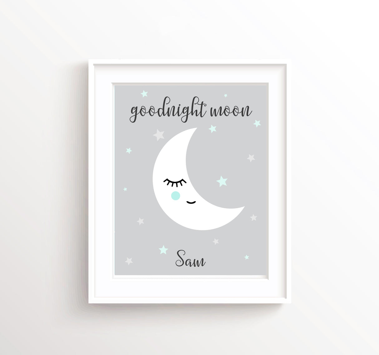 Sleeping Moon Print, Goodnight Moon Print, Goodnight Moon Art Print, Personalised Sleeping Moon Nursery Print, nursery decor