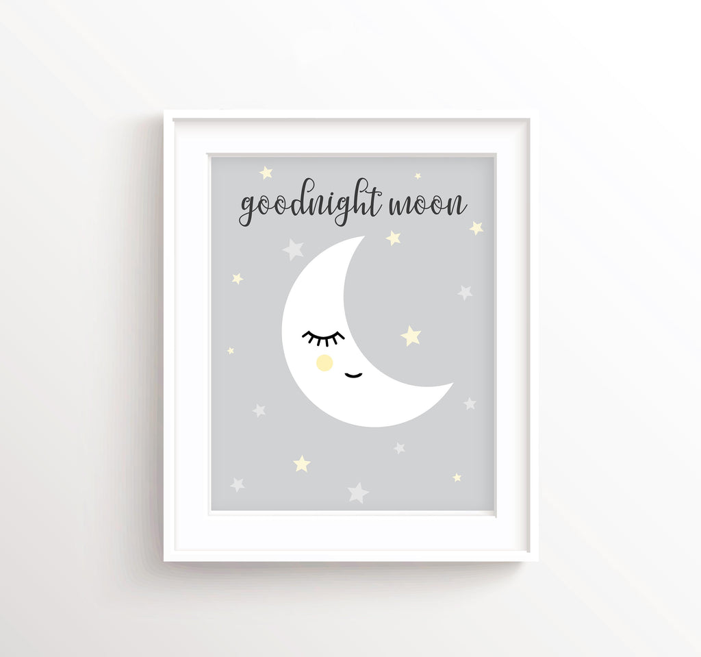 Serene Sleeping Moon Nursery Decor, Nursery Art Print for Calm Atmosphere, Moon and Stars Nursery Wall Art