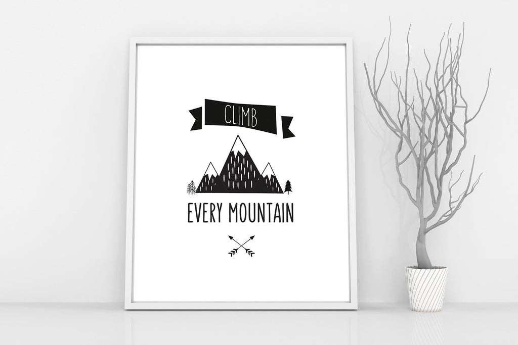cute kid quotes about life, mountain nursery wall art, mountain nursery decor, Gender-neutral black and white print for kids room
