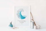 Scripture Home Decor, Christian Quote, Ocean Wave Themed Scripture Print Art, Watercolour Bible Verse Sea Theme