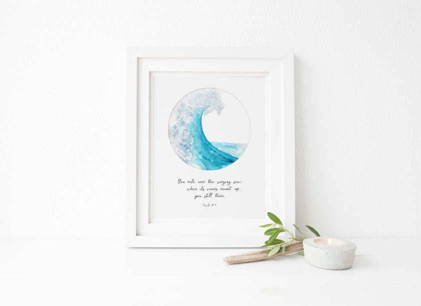 You Rule Over the Surging Sea, Psalm 89 Wall Art Ocean Bible Verse ...