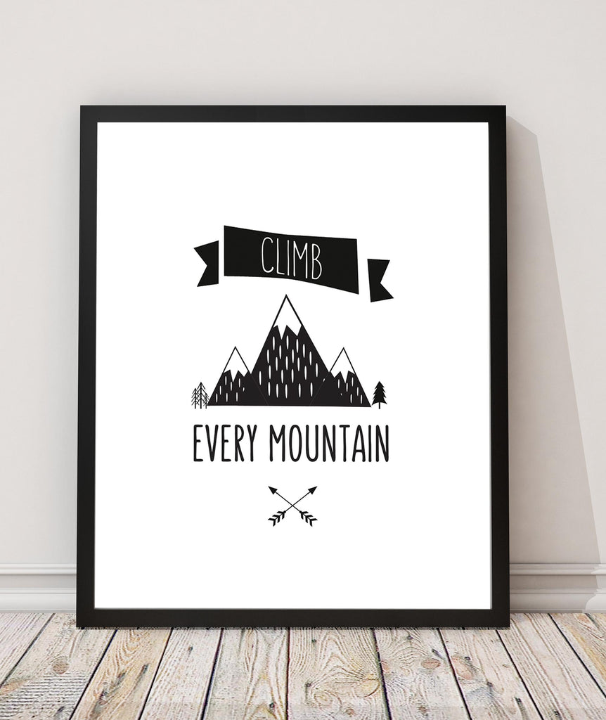 boys nursery ideas, baby boy nursery, monochrome nursery prints, wall art for kids, Positive wall art with mountain quote for toddlers