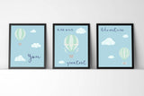 kids wall art, Nursery Quote Prints, Set of 3 Nursery Prints, Nursery Print Set of 3, blue nursery ideas