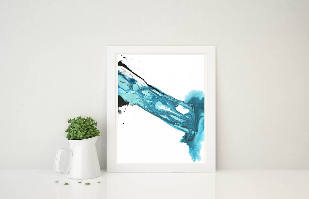 Modern Poster Abstract, Anniversary Gifts for Boyfriend, Bedroom Wall Art, Blue Abstract Art Prints, Colleague Gift