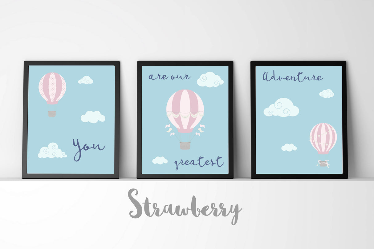 Nursery Print Set of 3 Prints, Blue Nursery Decor, set of 3 nursery prints uk, children's prints uk, 3 print set