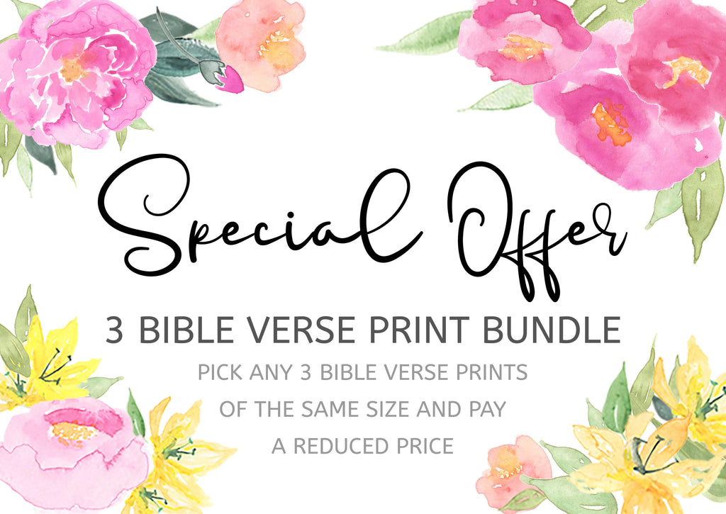 Crafty Cow Design Bible Verse Print Bundle - Any 2 / 3 Scripture Prints for Price of a 3 Print Set