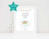 Rainbow Baby Wall Art, Rainbow Baby Presents, Rainbow Baby Print, Rainbow nursery print with personalized name