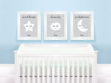 Blue Nursery Decor, set of 3 nursery prints uk, personalised nursery prints, children's prints uk, grey nursery prints