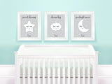 Nursery Art Print Sets, Nursery Quote Prints, set of 3 nursery prints uk, mint nursery decor, mint nursery wall decor