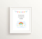 Rainbow Nursery Decor Wall Art, Baby Rainbow Print, Gender Neutral Nursery Decor, Gold at the end of the Rainbow nursery print