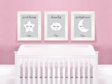 Sweet Dreams Nursery Art for Kids, Dream Big Nursery Print, Goodnight Moon Nursery Decor, Nursery Print Set of 3 Prints