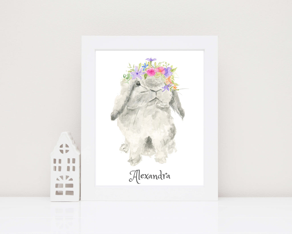 personalised bunny wall art nursery, Personalized Kids Name Picture, personalised bunny print, custom kids name wall art