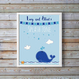 Whale Nursery Decor, Personalised Kids Gift, Custom Print for Boys, Personalised Bathroom Art, Bathroom Art for Kids