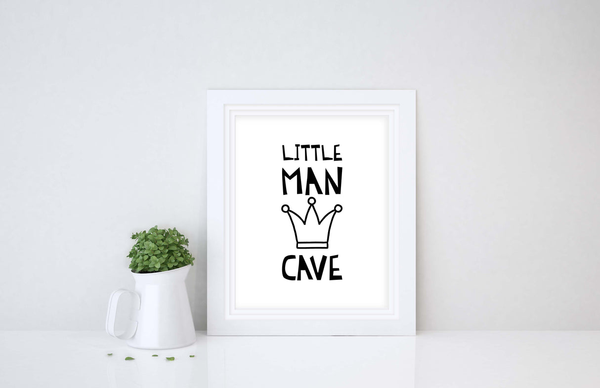 Little Man Cave Nursery, Boy Nursery Decor,  Nursery Decor, Boys Room Decor, Monochrome Print, Black and White Nursery Prints