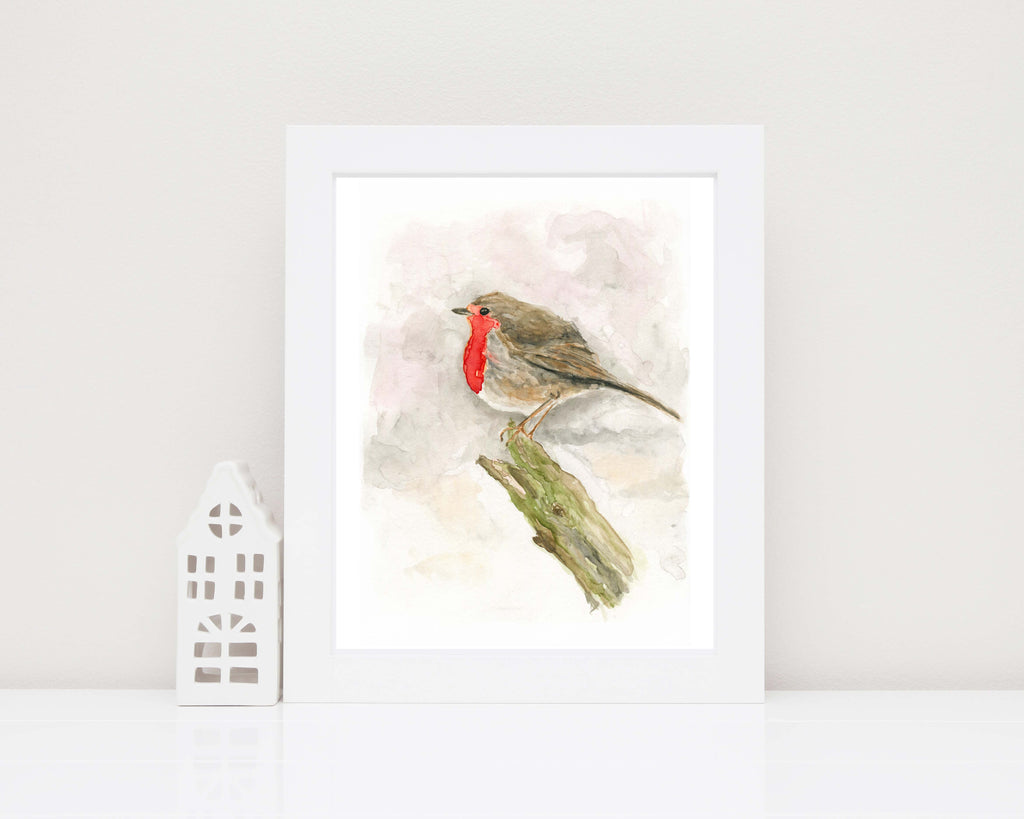 Robin Redbreast, Retirement Gift for Man, Robin Art, Watercolour Robin Wall Art, Bird Lover Gifts idea