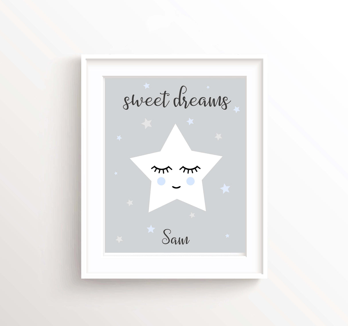 Star Nursery Wall Art with Name, Personalised Nursery Decor for Baby