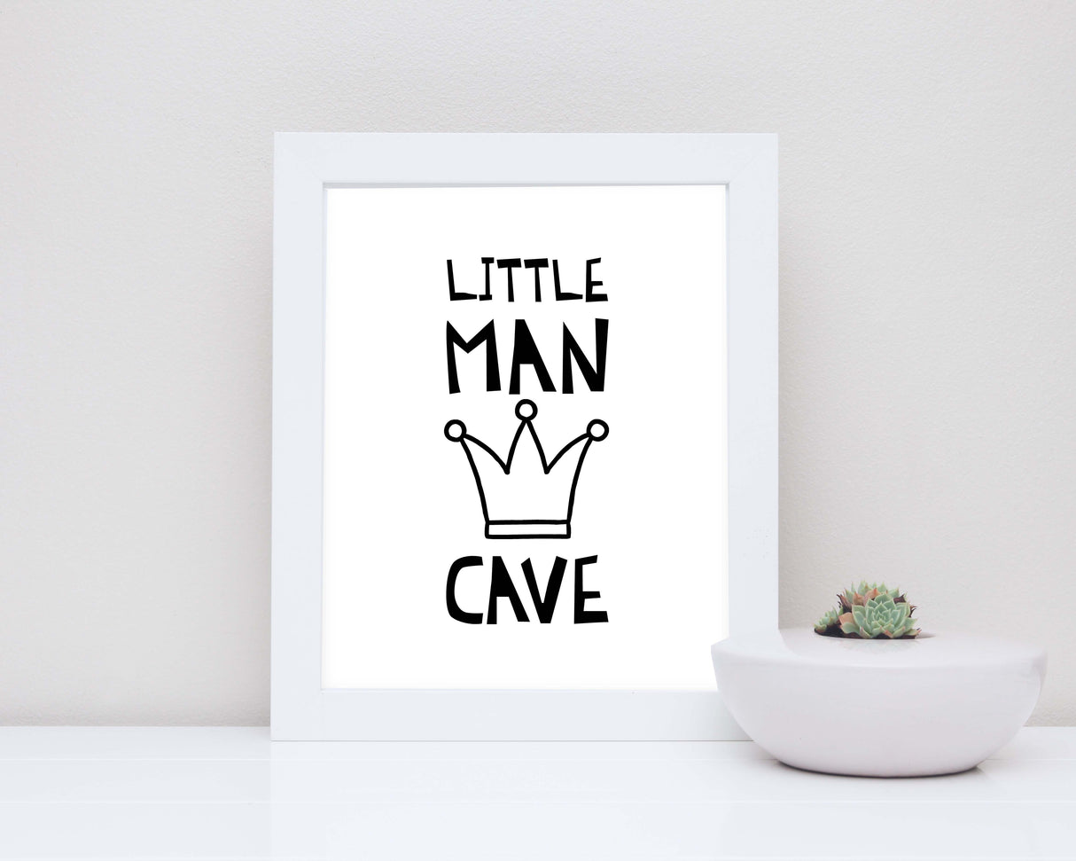 Little Man Cave Nursery, Boy Nursery Decor,  Nursery Decor, Boys Room Decor, Monochrome Print, Black and White Nursery Prints